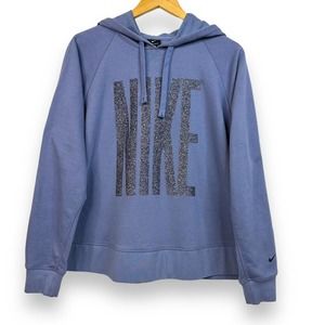 Nike Pullover Hoodie Athleisure Sweatshirt Oversized Split Side Seam Blue Medium